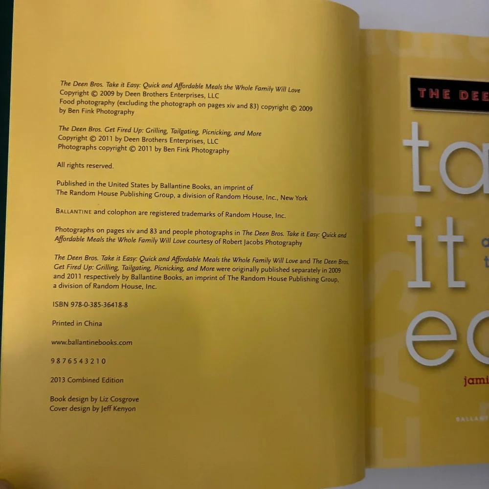 The Deen Bros All in the Family Cookbook Hardcover 2013 Jamie Bobby Deen